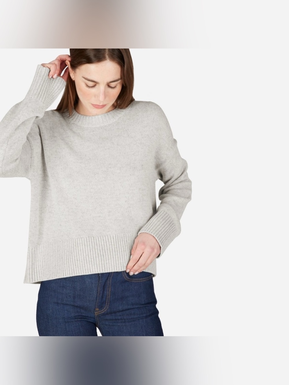 Everlane Gray Cotton Boxy Pullover Sweater, Size Small